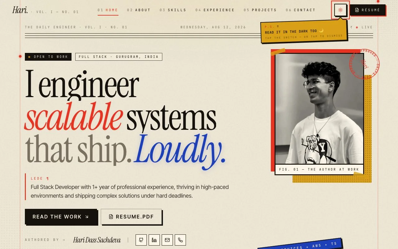 Hari Dass Sachdeva — Portfolio — the live site